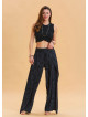 Anthracite Bohemian Trousers with Elastic Waist and Tie Detail 4473